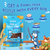 Petoska Dog Treats – Fish & Potato Sticks, 100g | Omega-3 Protein Sticks